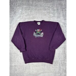 Vtg Northern Reflection Sweatshirt Womans Small Purple Bear Canvas Skiing Winter